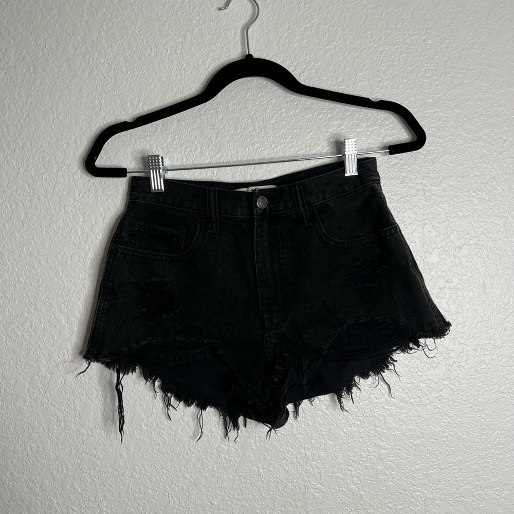 Hollister Black High Waisted Distressed Shorts Size 1 Waist 25
